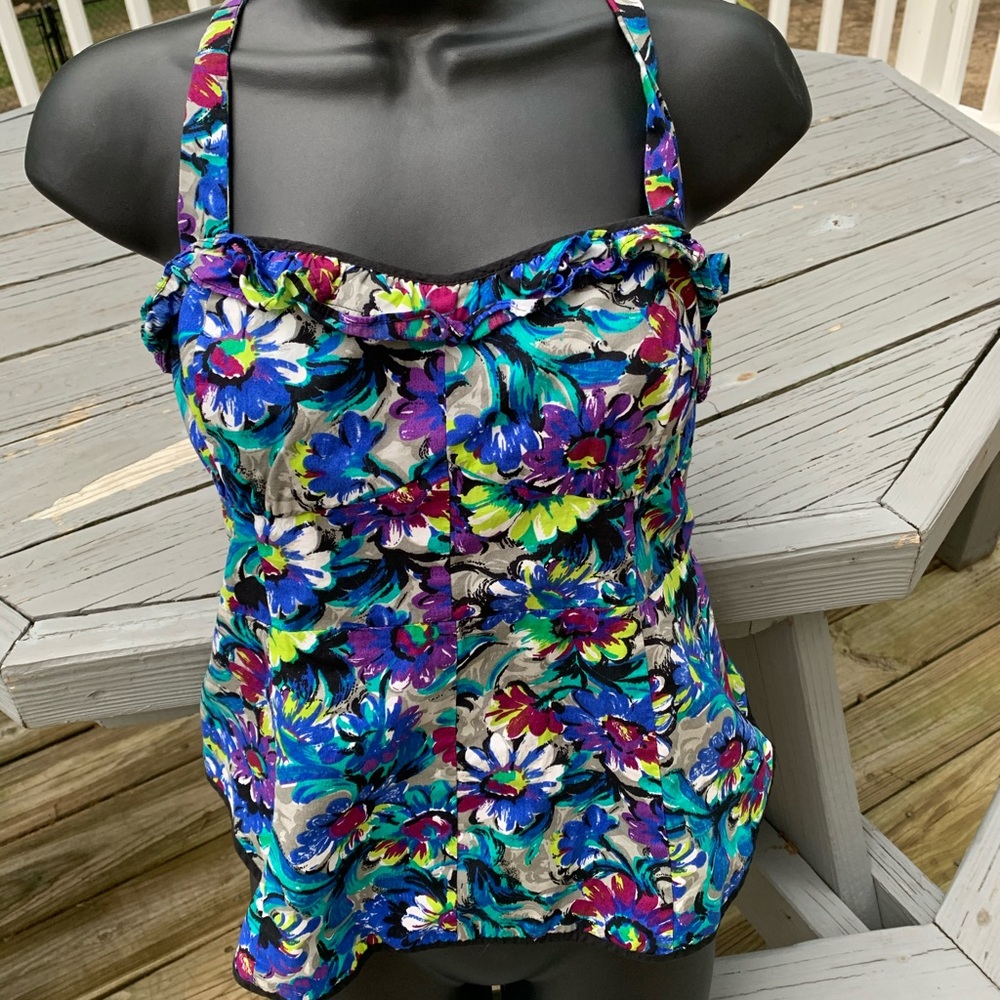Odille Pop of Posies Halter Sz 6 Anthropologie corset inspired